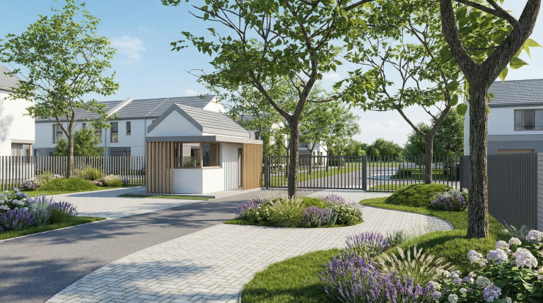 Gated estate with a gatehouse