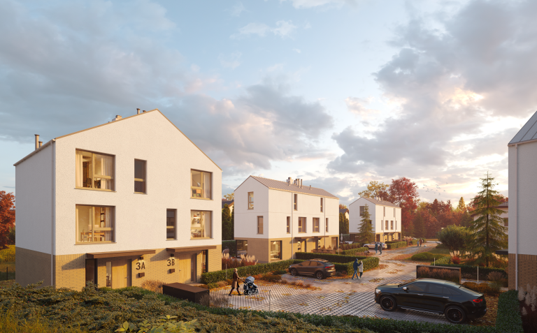 Небольшая застройка и большие панорамные окна