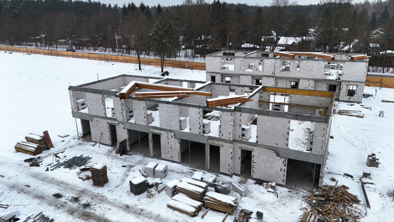 ściany konstrukcyjne pierwszych trzech budynków bliźniaczych