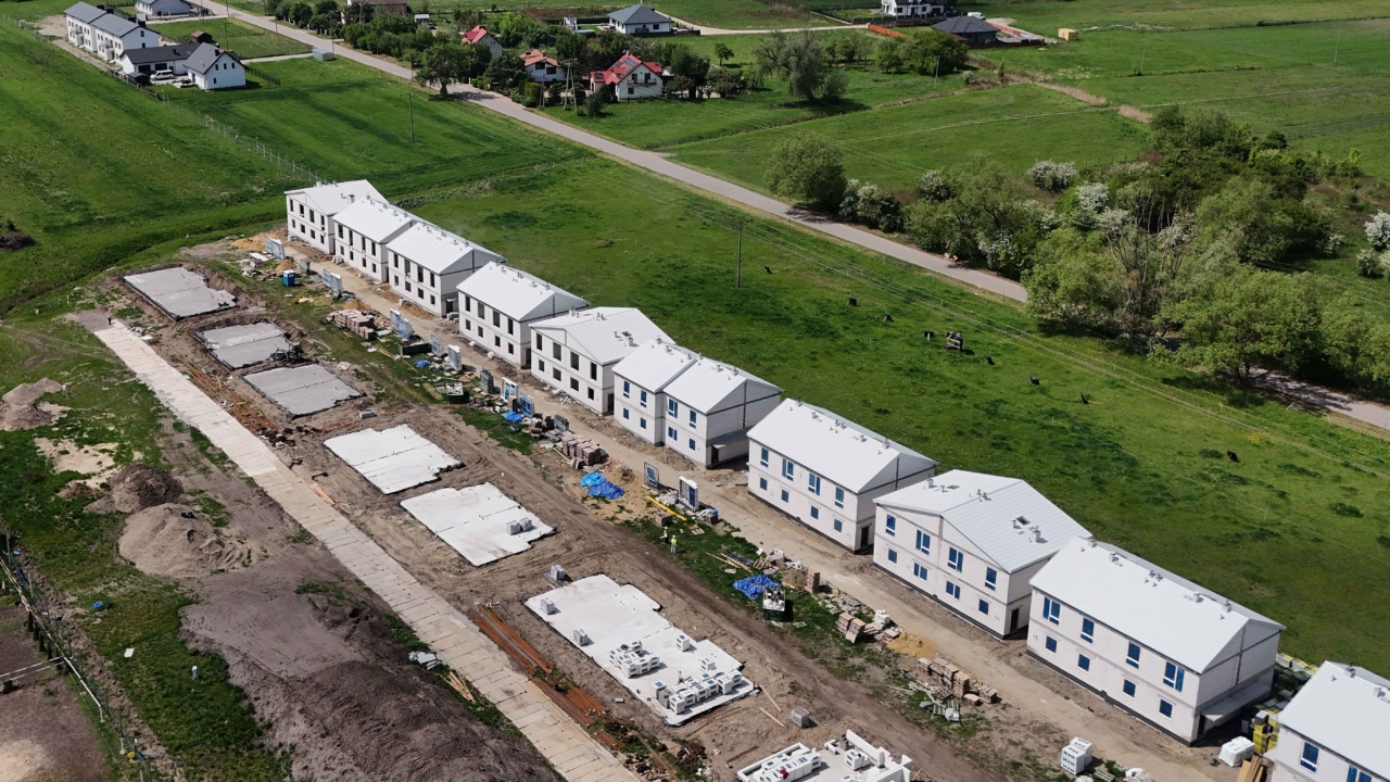 drone view of the estate surroundings Domy na Witosa and construction site
