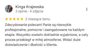 klientka kinga pozytywnie ocenia swoje doświadczenie we współpracy z pracownikami biura sprzedaży w łodzi ocenia miłą atmosferę i profesjonalizm
