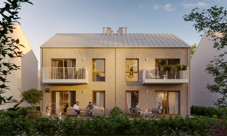Ksawerów One wizualizacja bliźniak balkony ogrody